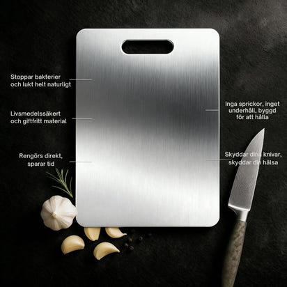 Sakura® Pro Skärbräda i Kirurgiskt Rostfritt Stål – Kökets Nya Standard
