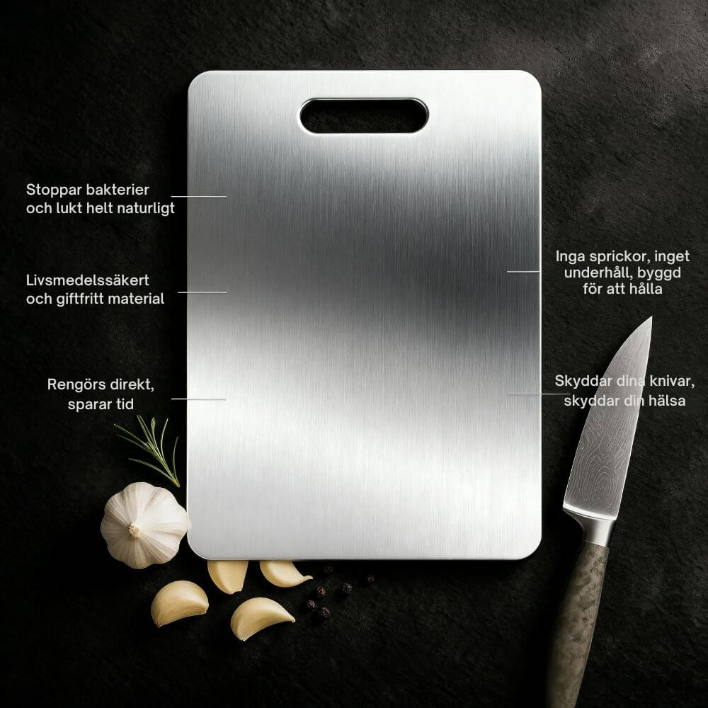 Sakura® Pro Skärbräda i Kirurgiskt Rostfritt Stål – Kökets Nya Standard